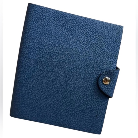 ✨🛍️ Hermes Blue Togo Leather Ulysse Notebook Cover MM - Picture 1 of 5